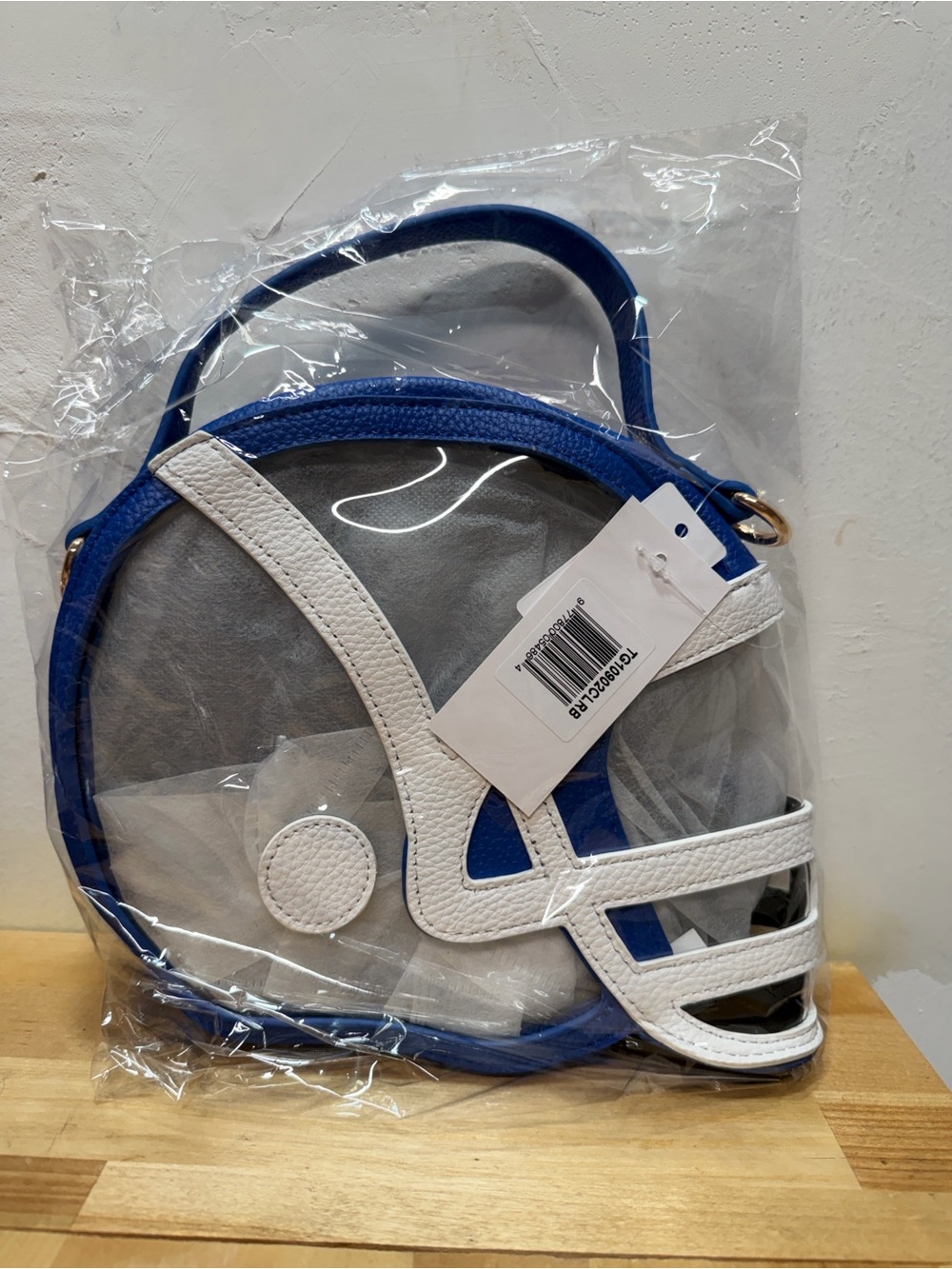 Novelty Clear Helmet Crossbody Bag in Blue and White